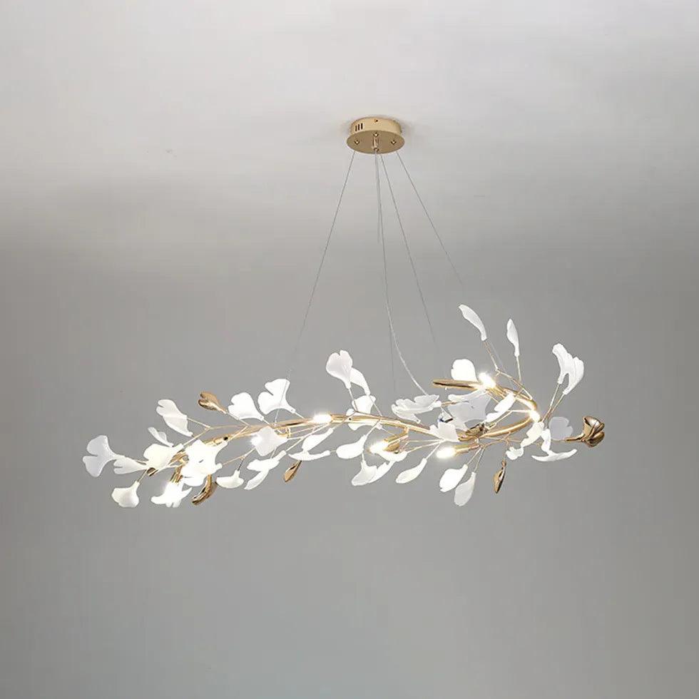 Natural Leaves Gold Dining Room Pendant Light - Clowas