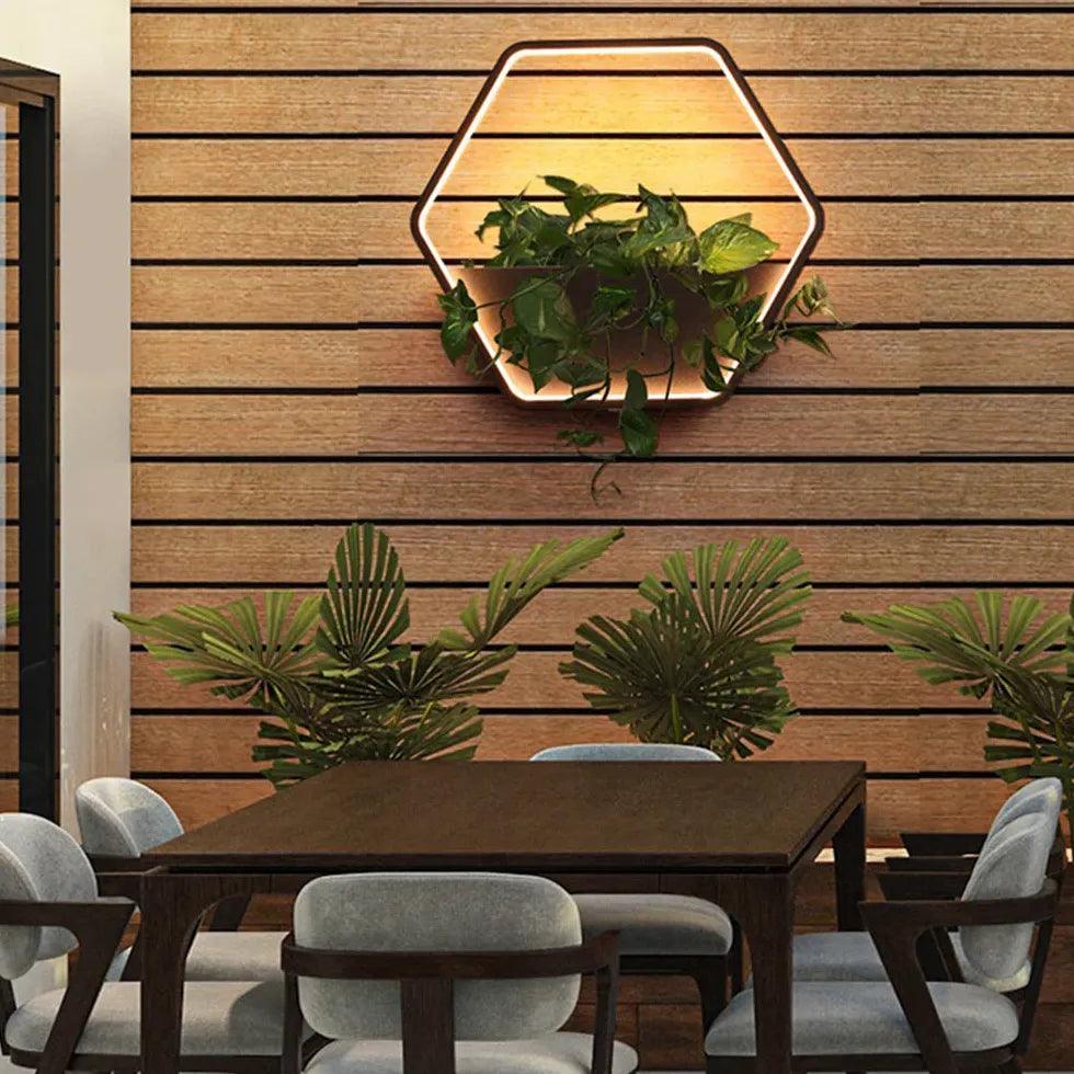Hexagonal Plant Led Outdoor Wall Lights - Clowas