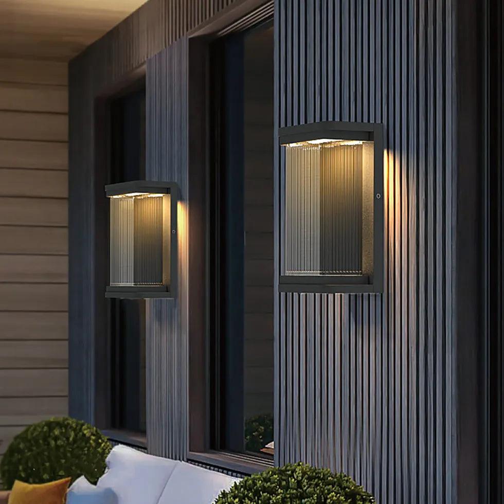 Ribbed Glass Minimalist Outdoor Wall Lights - Clowas