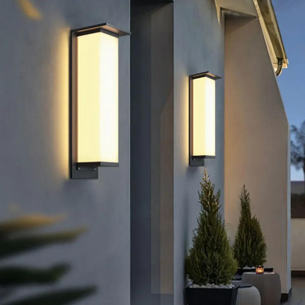 Modern Rectangular Solar Outdoor Wall Light - Clowas