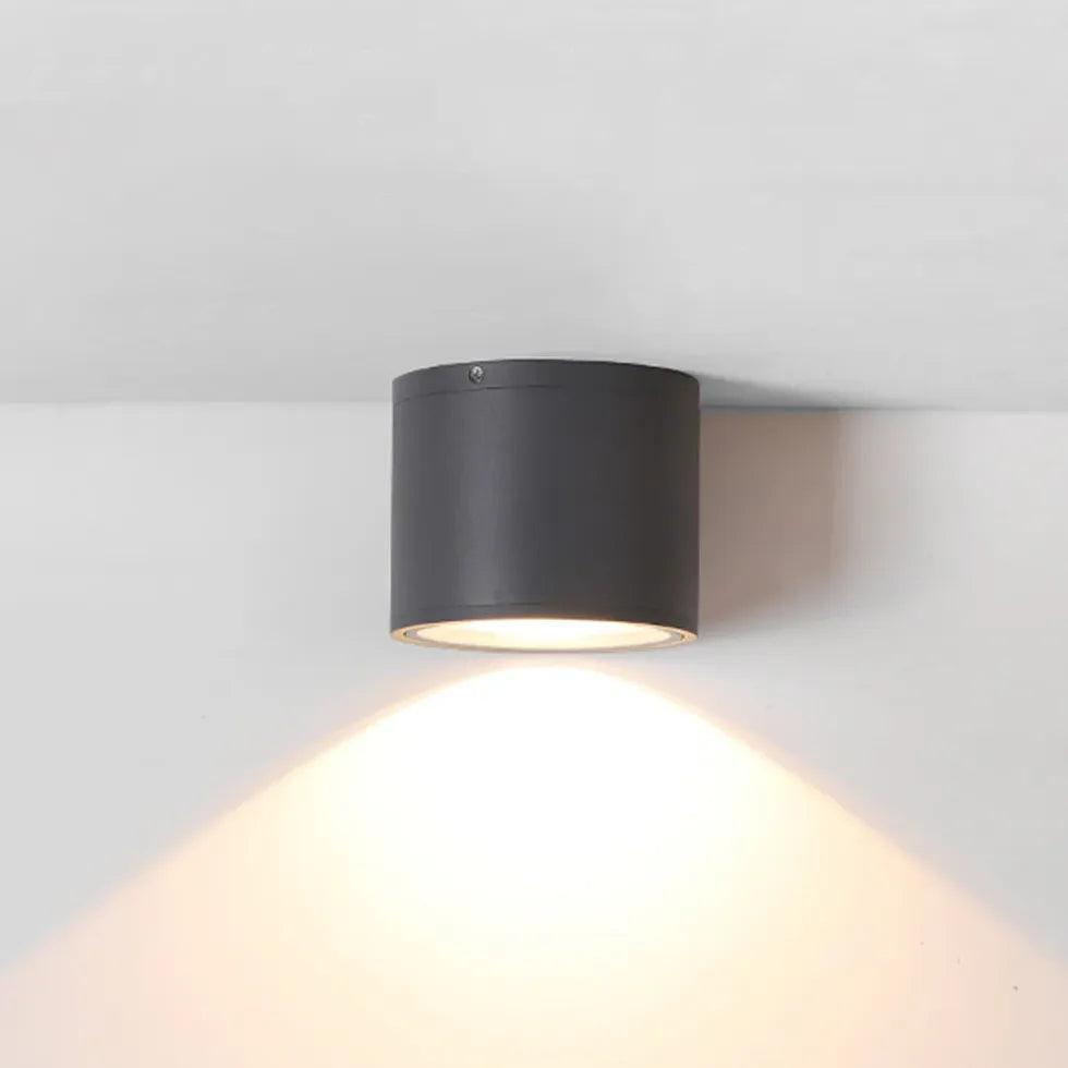 Black Cylindrical Porch Flush Outdoor Lights - Clowas