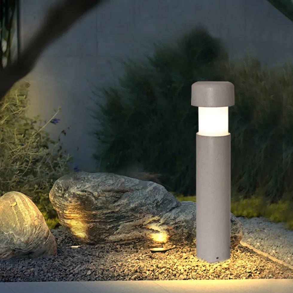 Grey Cylinder Garden Bollard Lights - Clowas