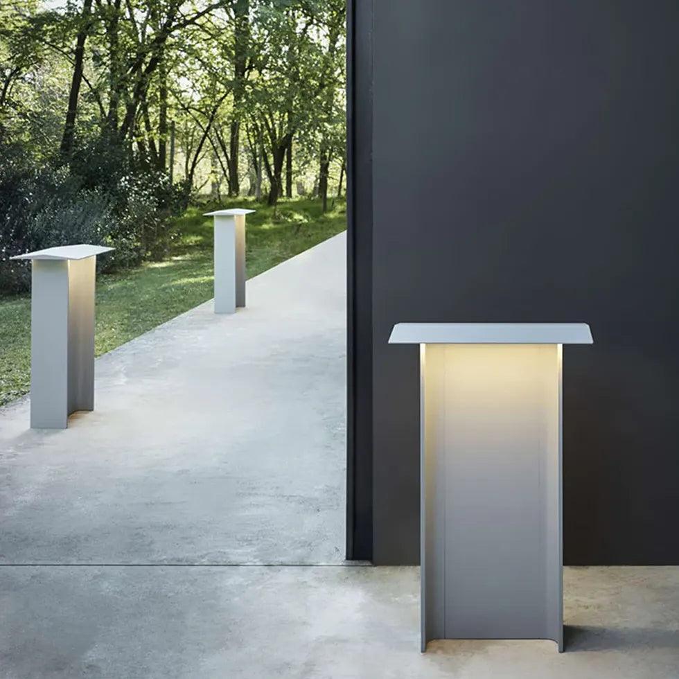 Flat Roof Black Garden Bollard Lights - Clowas