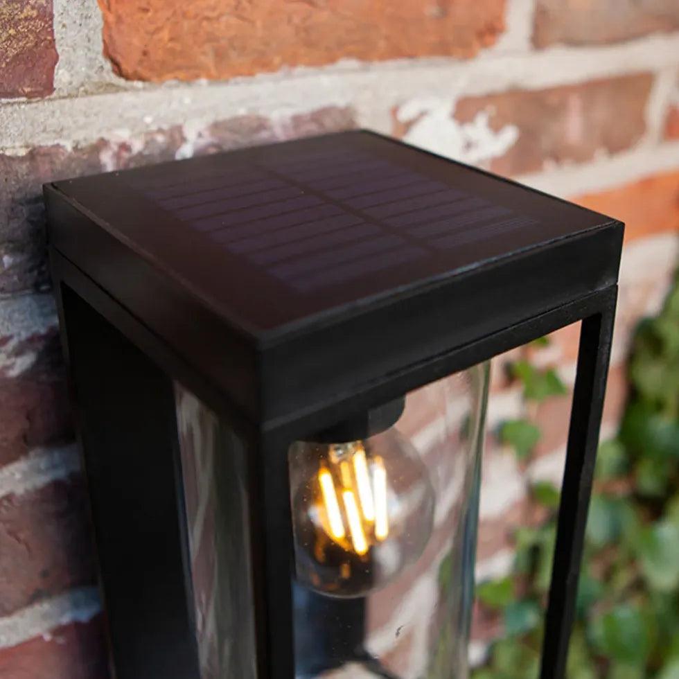 Outdoor Lantern Wall Light Black Solar - Clowas