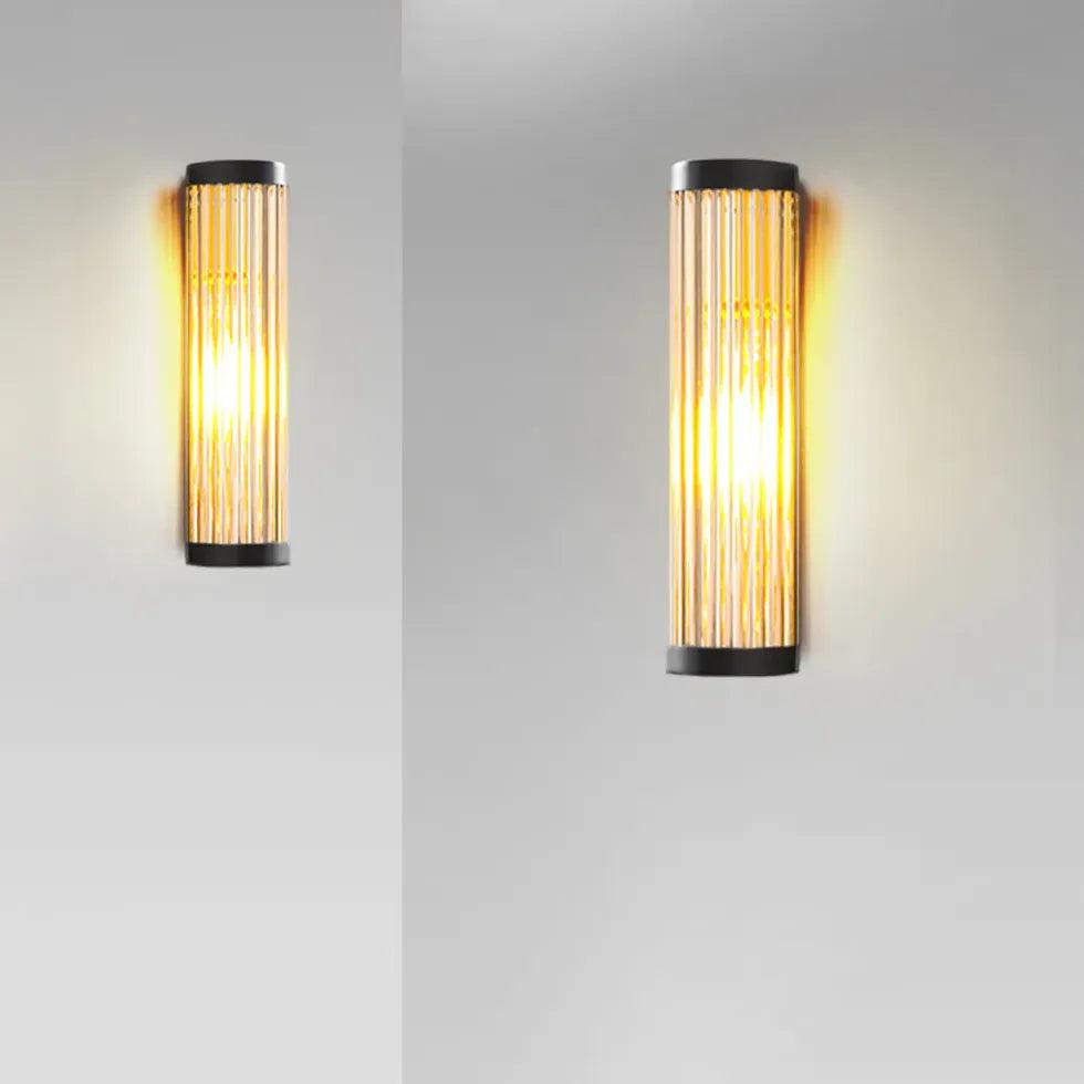 Striped Glass Cylinder Outdoor Wall Lights - Clowas