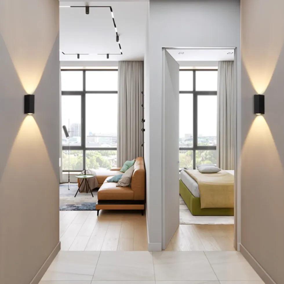 Rectangular black outdoor up and down wall lights - Clowas