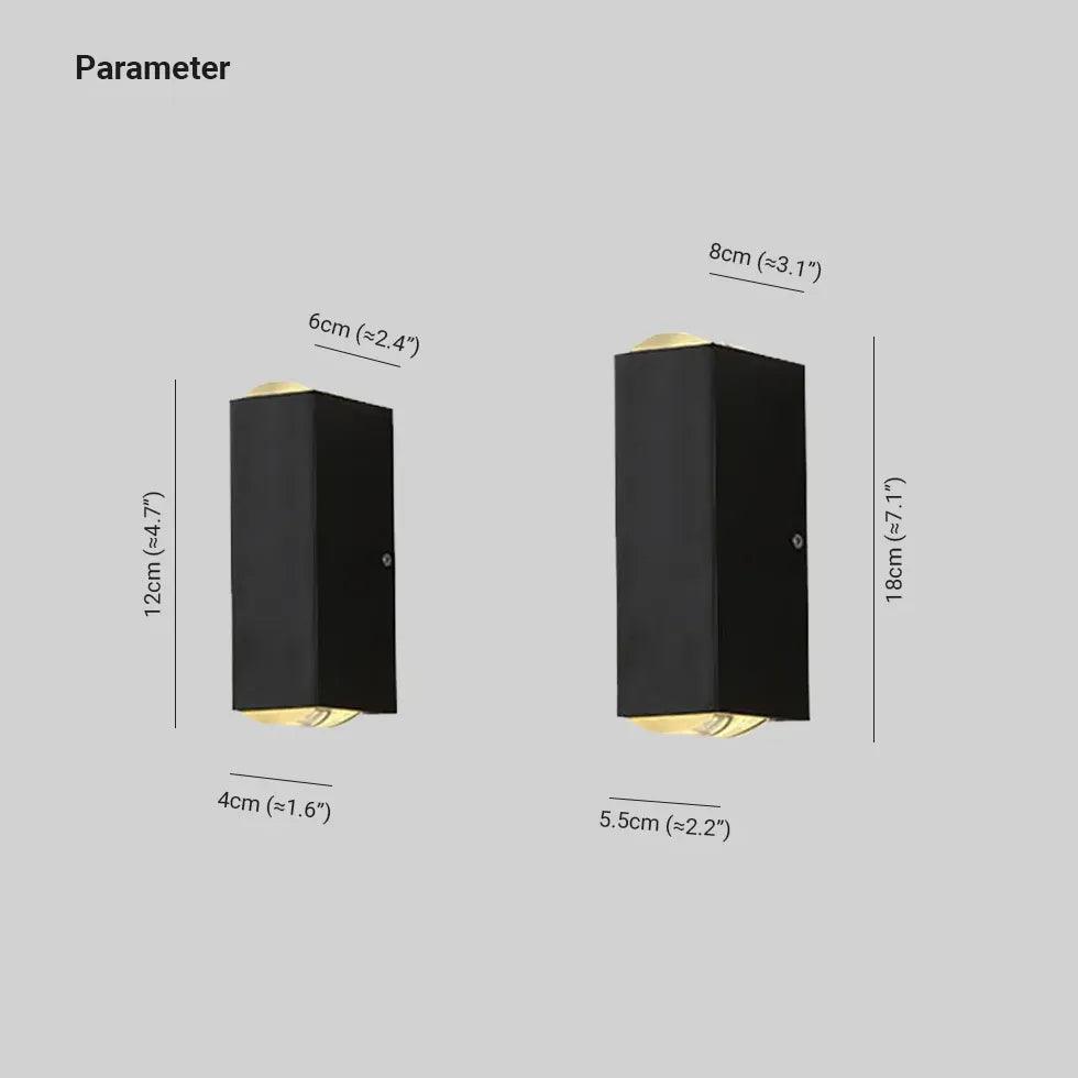 Rectangular black outdoor up and down wall lights - Clowas