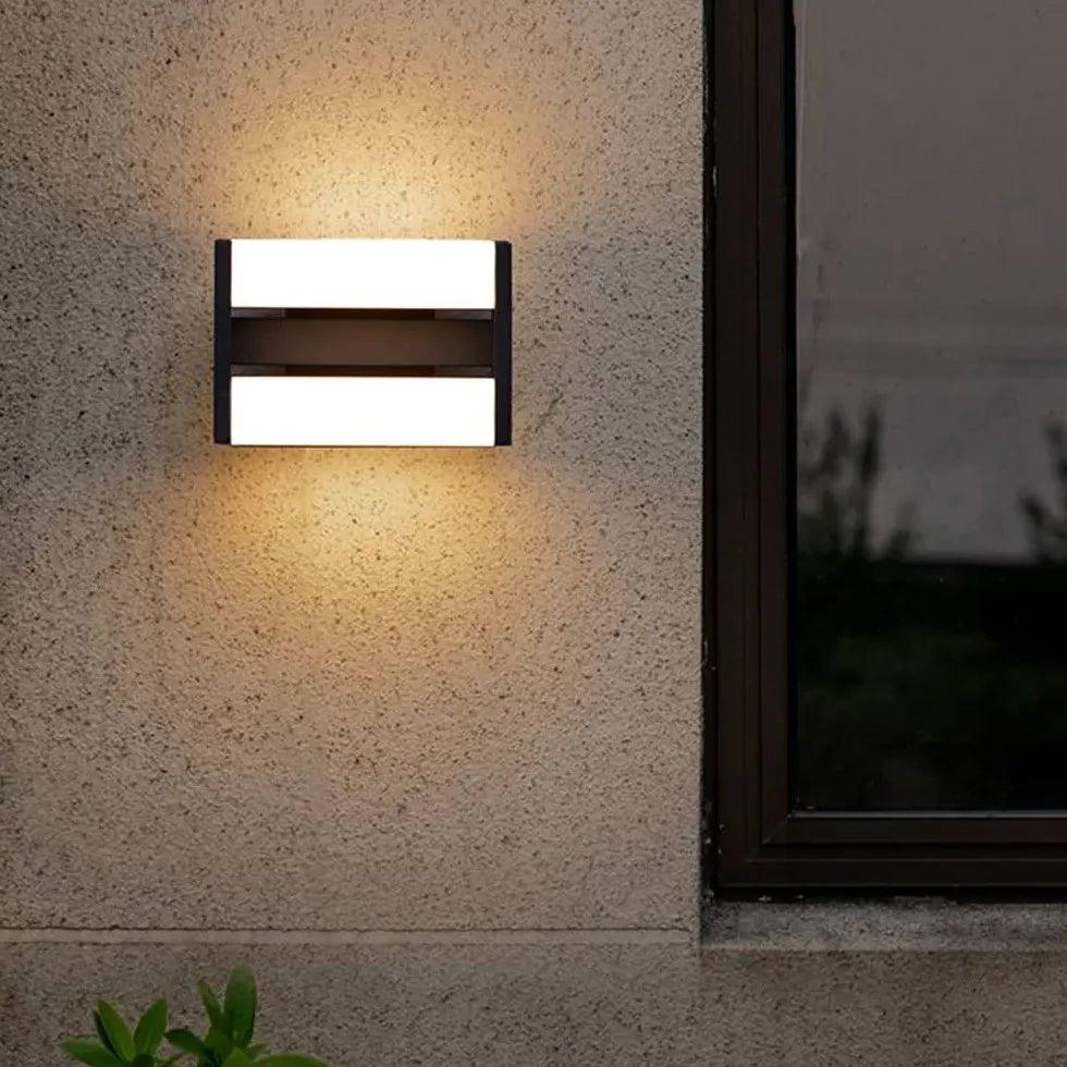 Warm White Rectangular Outdoor Up and Down Wall Lights - Clowas
