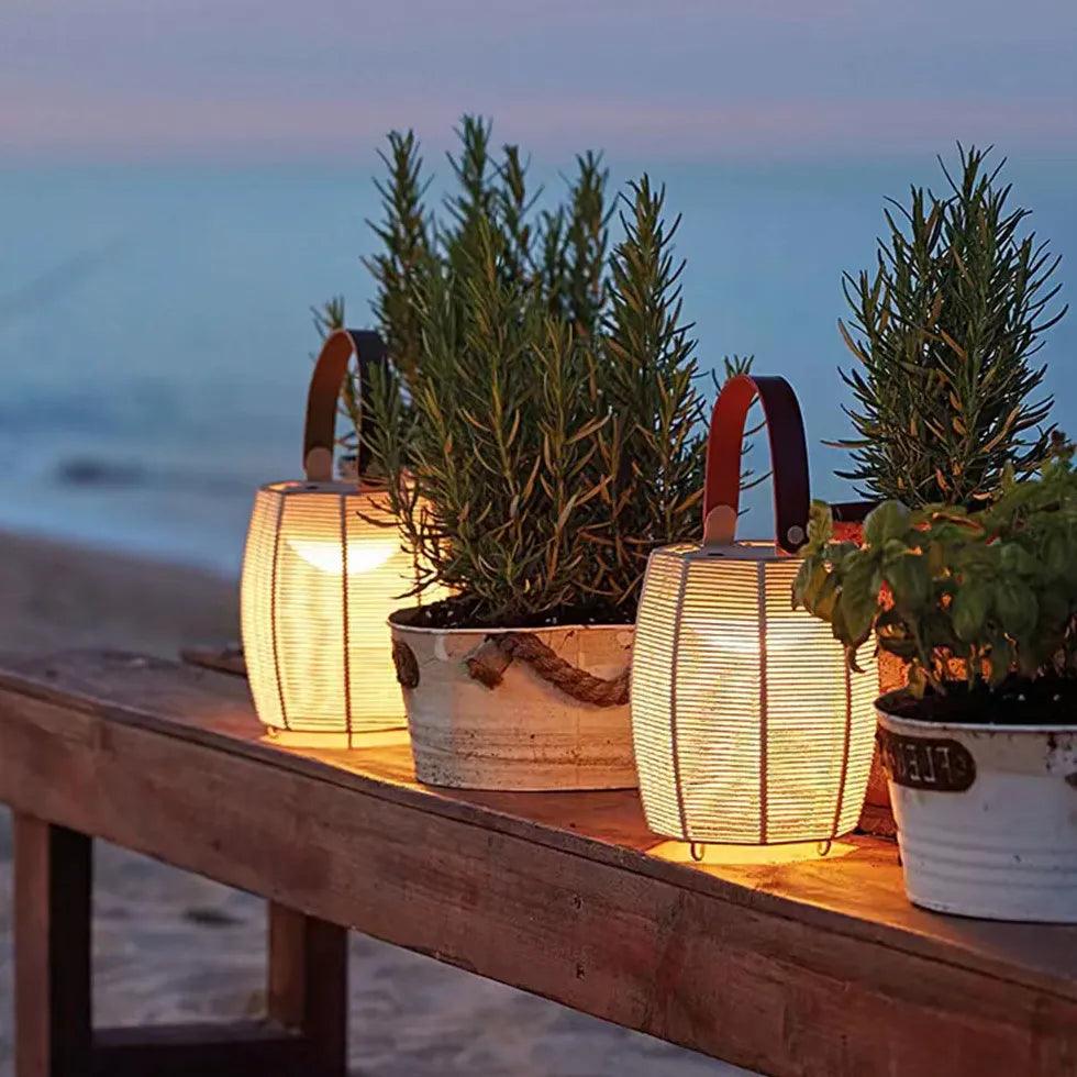 Handle Rattan Lantern Outdoor Floor lamps - Clowas