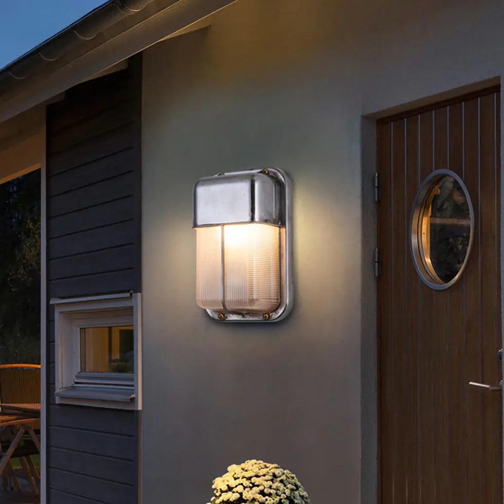 Geometric Silver Industrial Outdoor Wall Lights - Clowas
