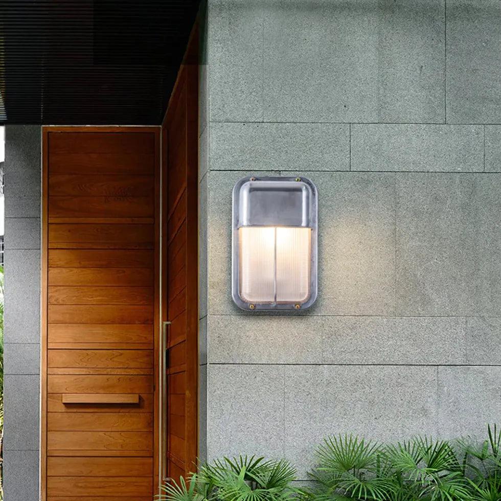 Geometric Silver Industrial Outdoor Wall Lights - Clowas