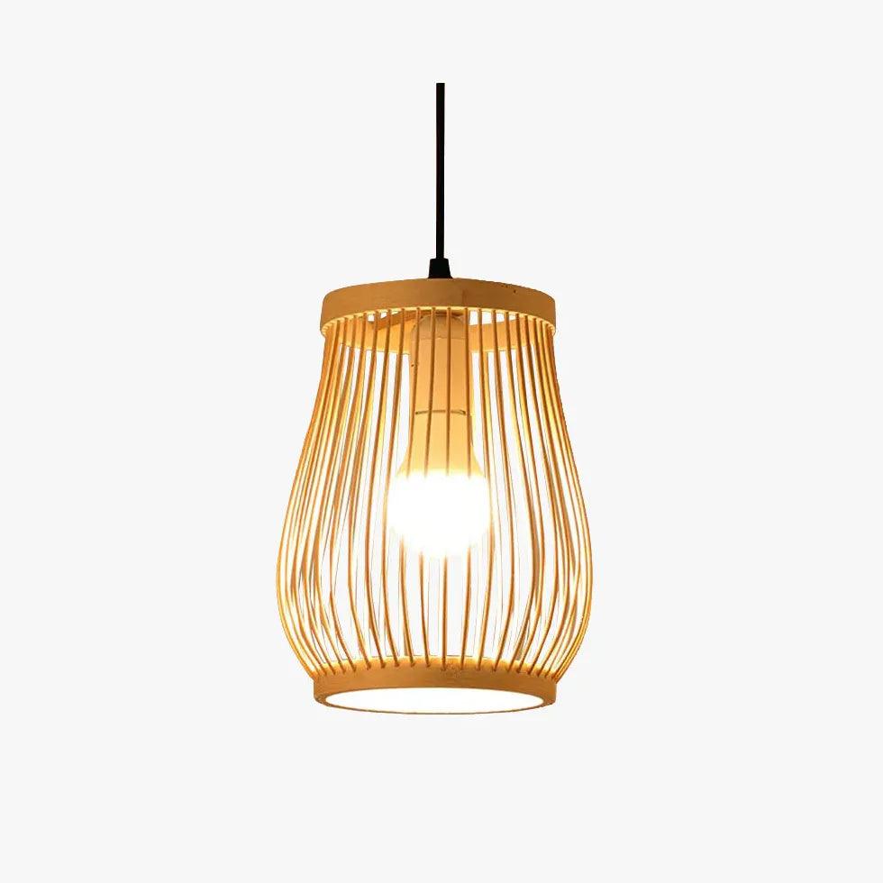 Oval Weaving Dining Room Wooden Pendant Light - Clowas