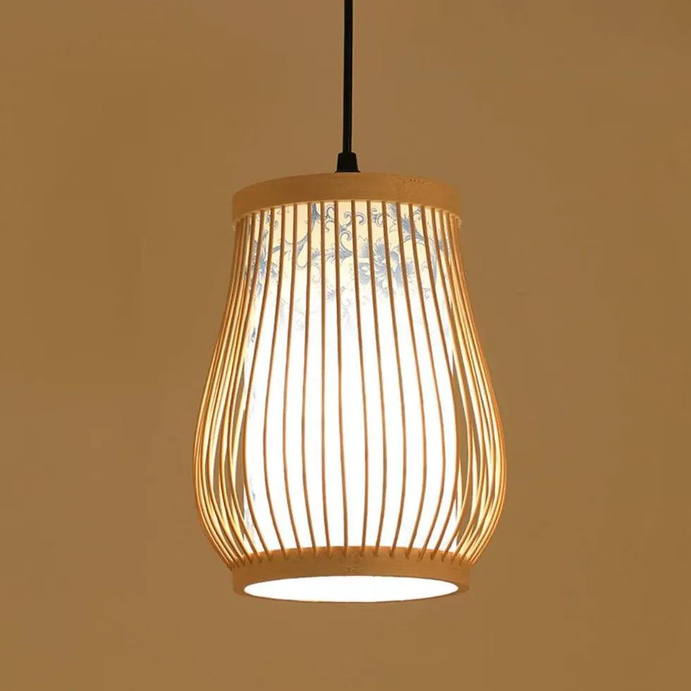 Oval Weaving Dining Room Wooden Pendant Light - Clowas
