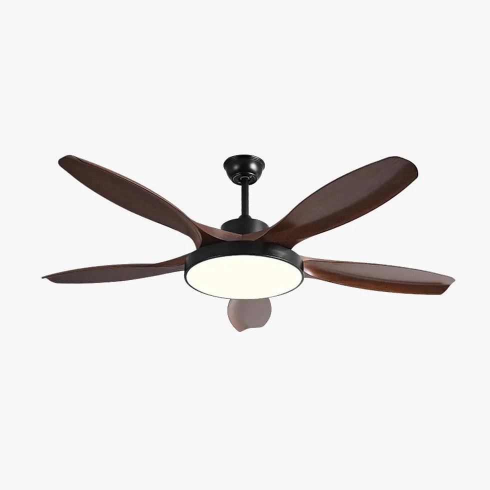 White Disc Wooden Ceiling Fan with Light - Clowas
