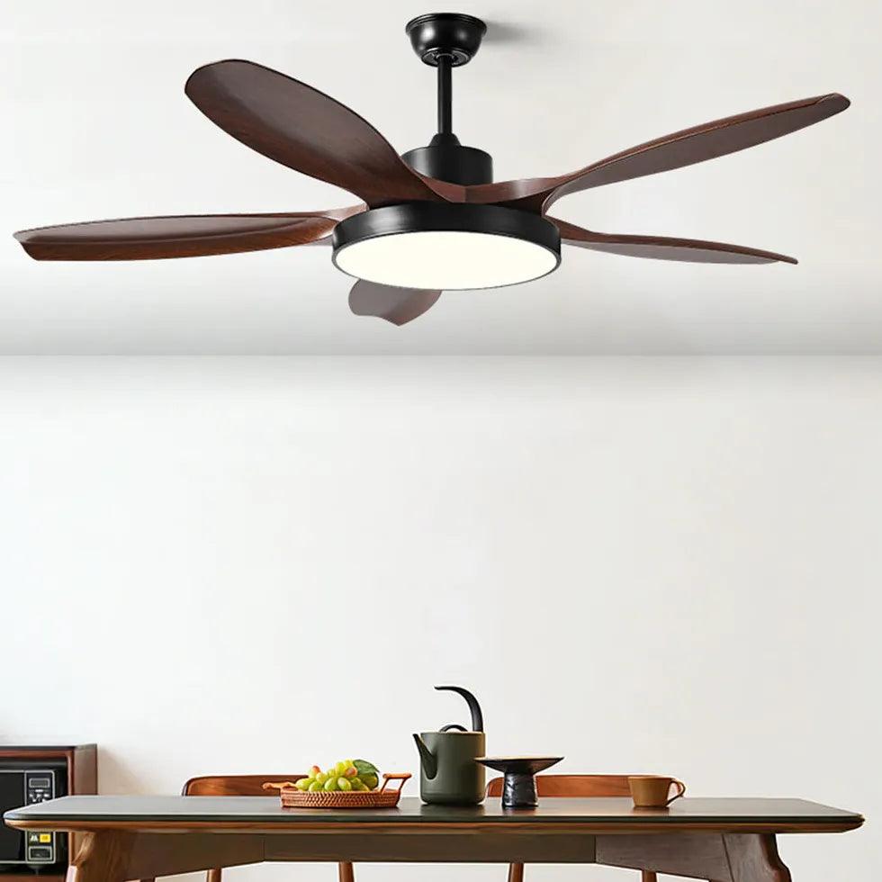 White Disc Wooden Ceiling Fan with Light - Clowas