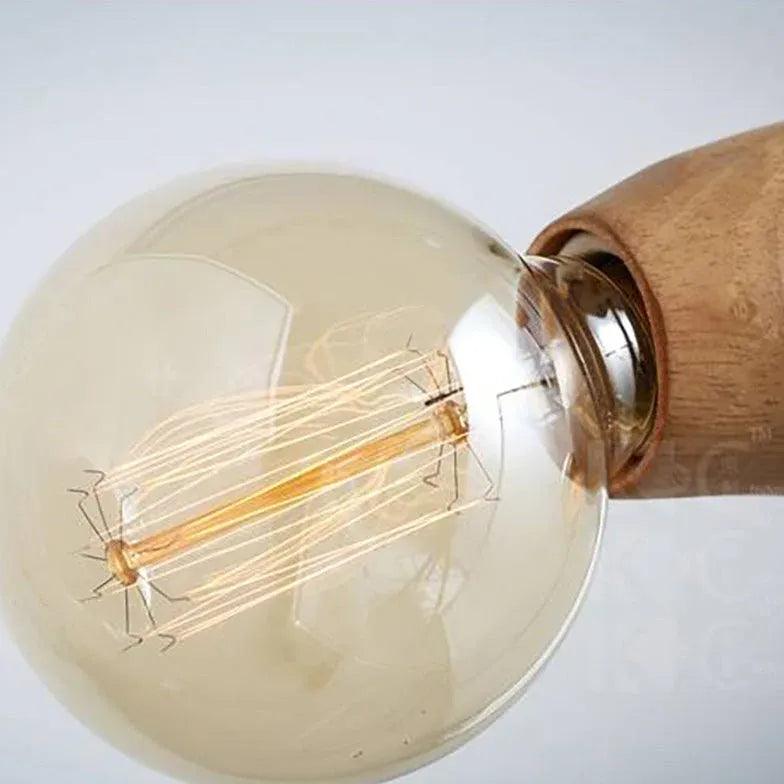 Exposed Light Bulb Industrial Wooden Pendant Light - Clowas