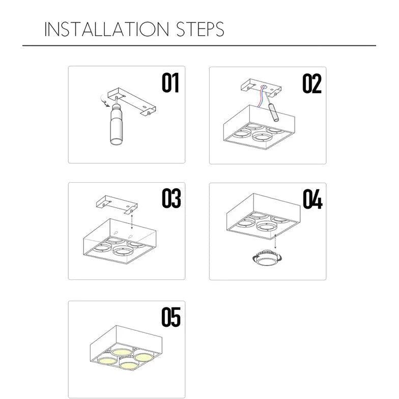 Square Double Lights Wooden Flush Ceiling Lights - Clowas
