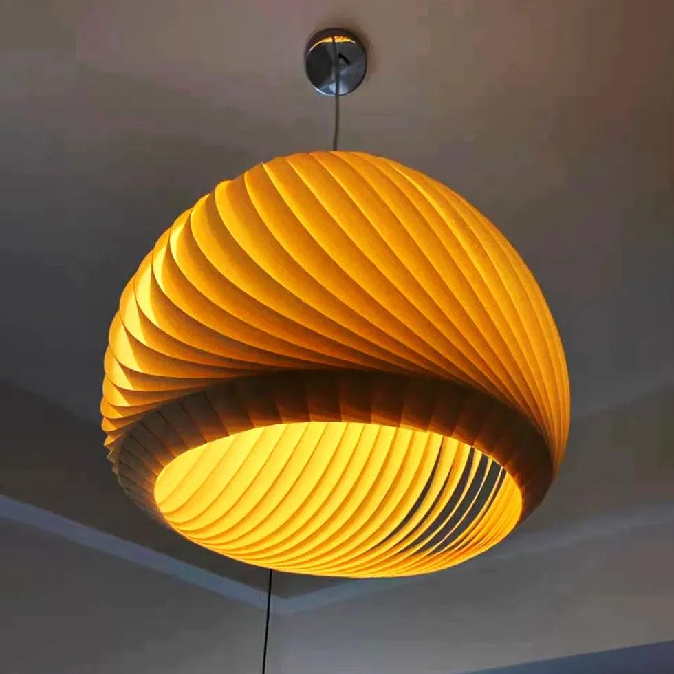 Hemispherical Spiral Wooden Pendant Light - Clowas
