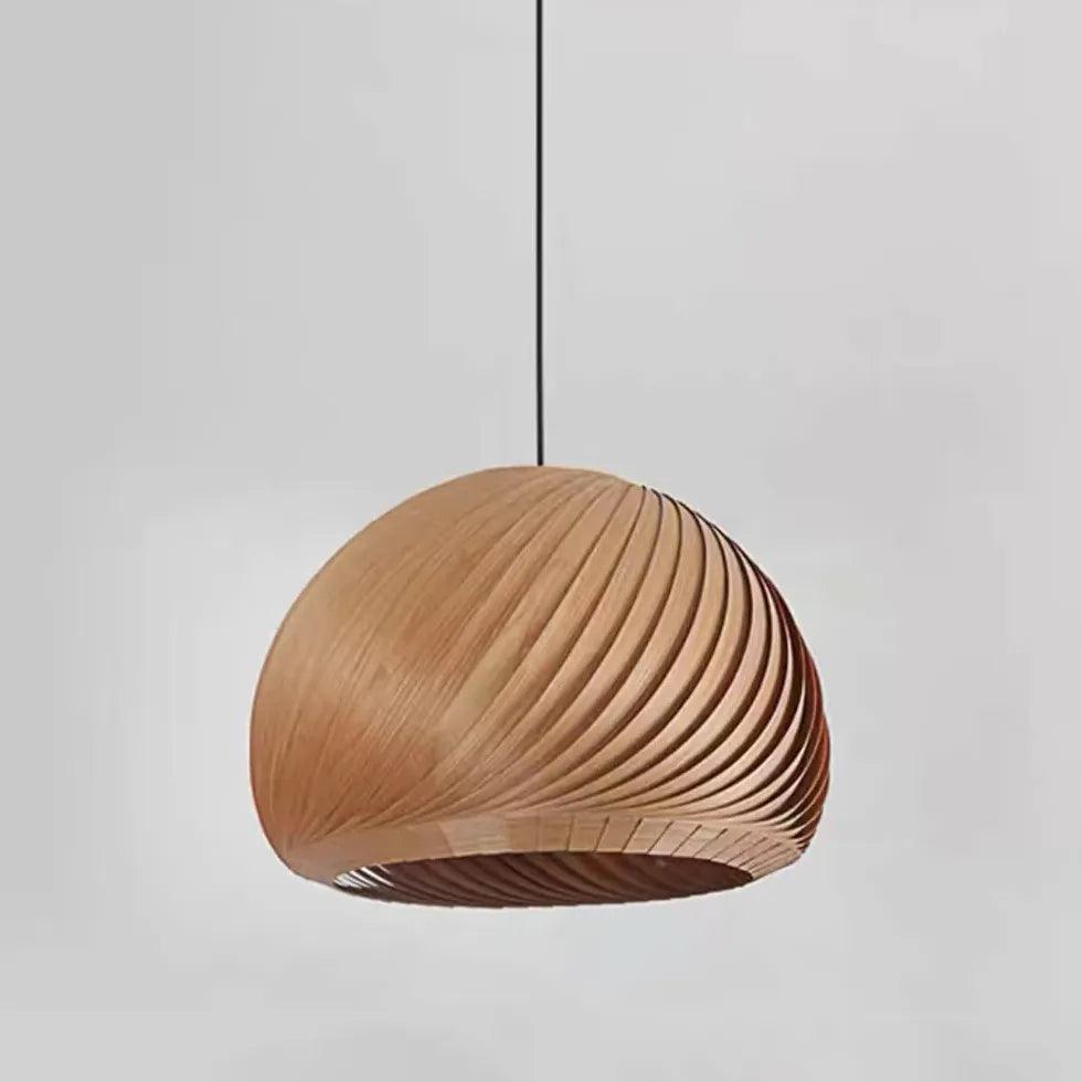 Hemispherical Spiral Wooden Pendant Light - Clowas