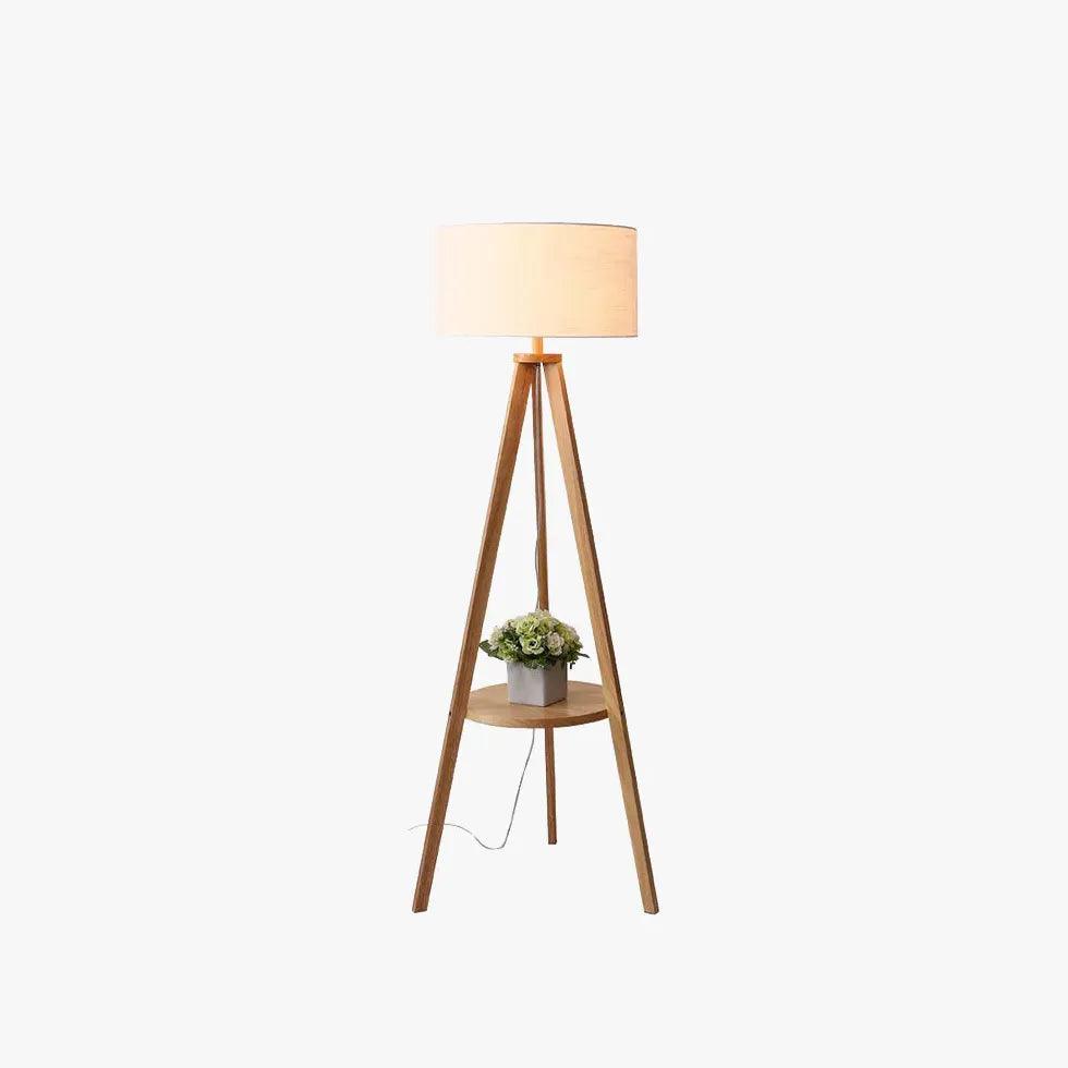 Cylindrical Beige Tripod Floor Lamp - Clowas