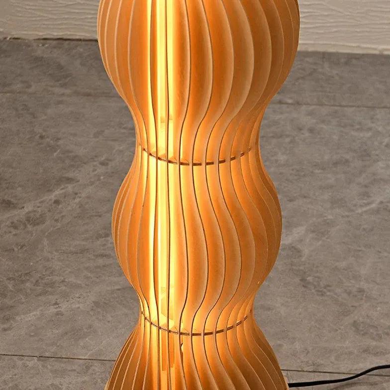 Wooden Wave-Shaped Sculptural Floor Lamp - Clowas