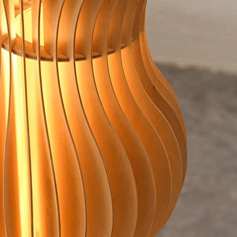 Wooden Wave-Shaped Sculptural Floor Lamp - Clowas