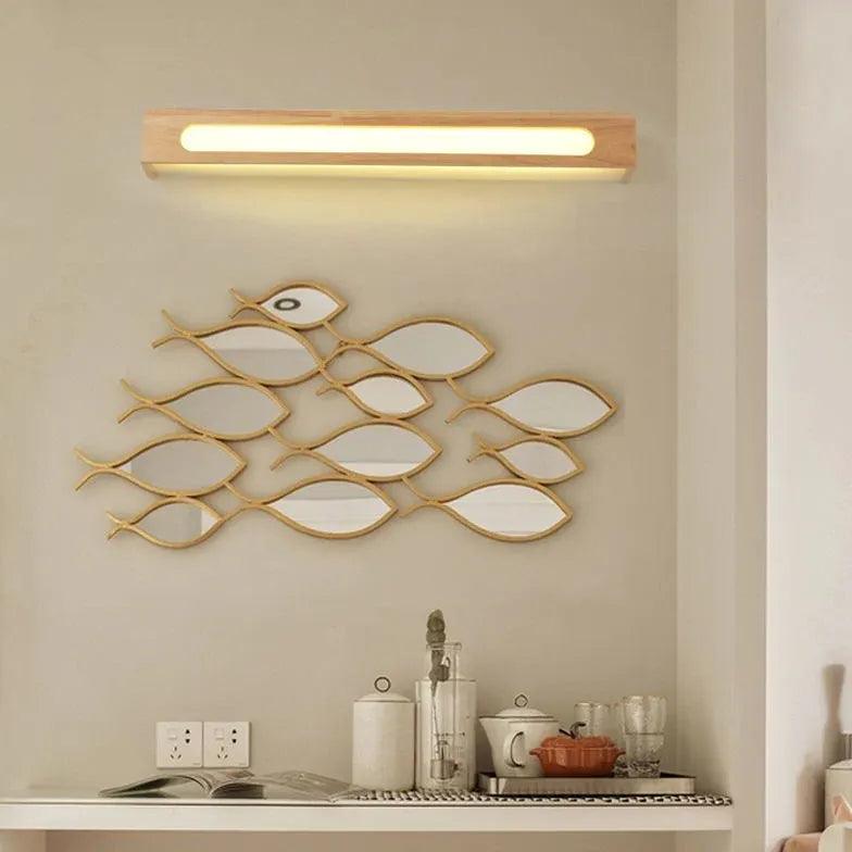Geometry Brown Wooden Led Wall Lights - Clowas