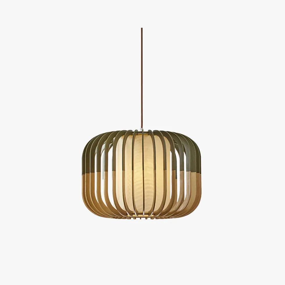 Hollow Green Dining Room Wooden Pendant Light - Clowas