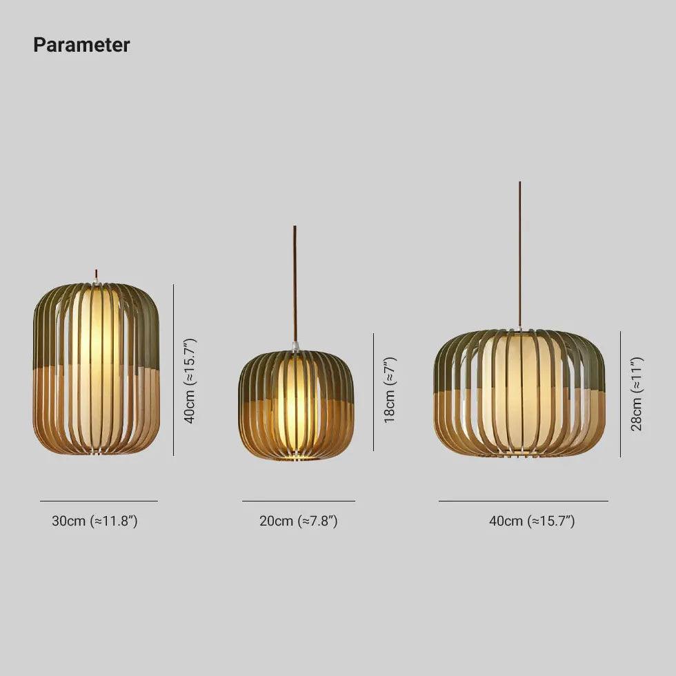 Hollow Green Dining Room Wooden Pendant Light - Clowas