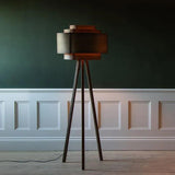 Brown Cylindrical Tripod Floor Lamp for Bedroom - Clowas