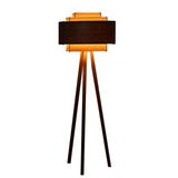 Brown Cylindrical Tripod Floor Lamp for Bedroom - Clowas