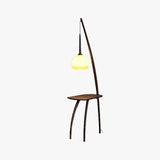 Brown Tripod Floor Lamp with Round Lampshade - Clowas