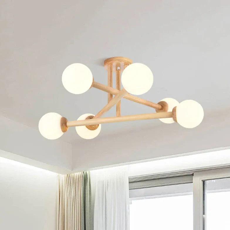 Triangle Interlacing Bedroom Wooden Flush Ceiling Lights - Clowas