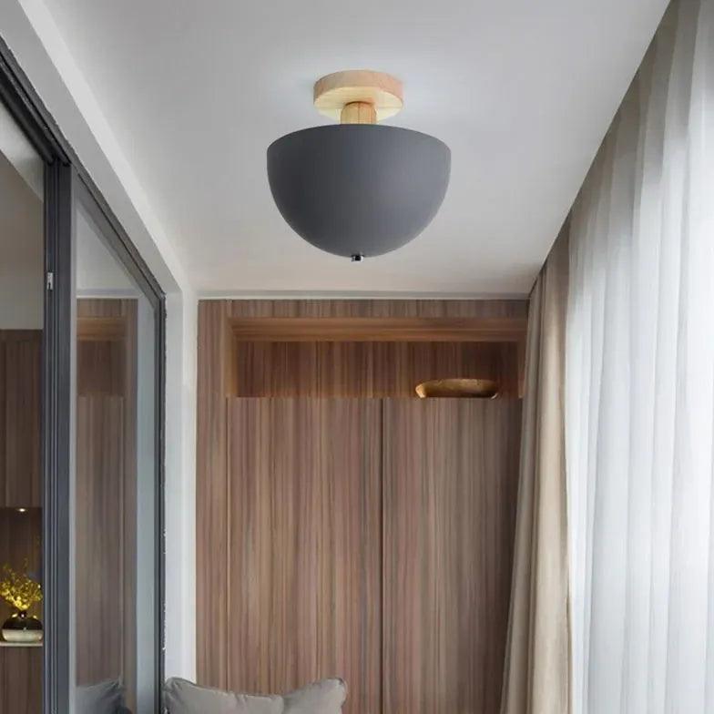 Hemispherical Corridor Wooden Ceiling Light - Clowas