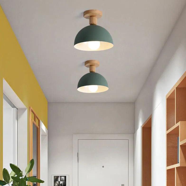 Hemispherical Corridor Wooden Ceiling Light - Clowas