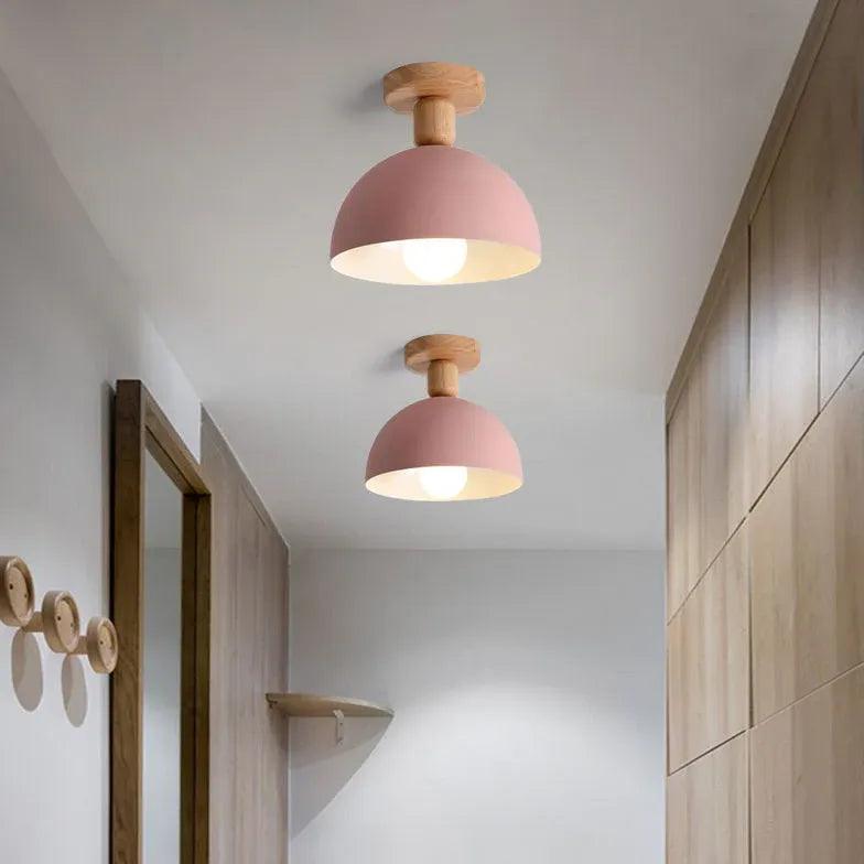 Hemispherical Corridor Wooden Ceiling Light - Clowas