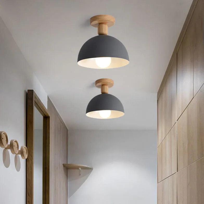 Hemispherical Corridor Wooden Ceiling Light - Clowas