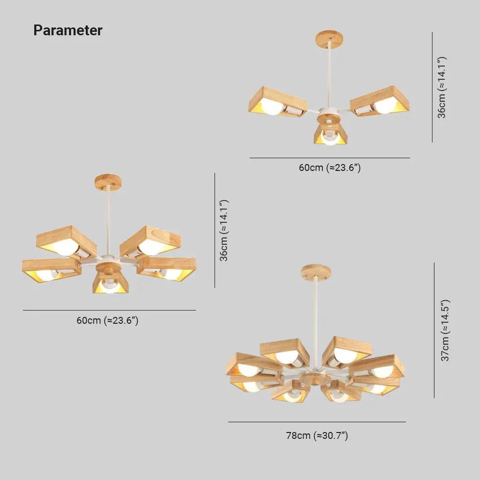 Multi-Arm Trapezoid Bedroom Wooden Pendant Light - Clowas