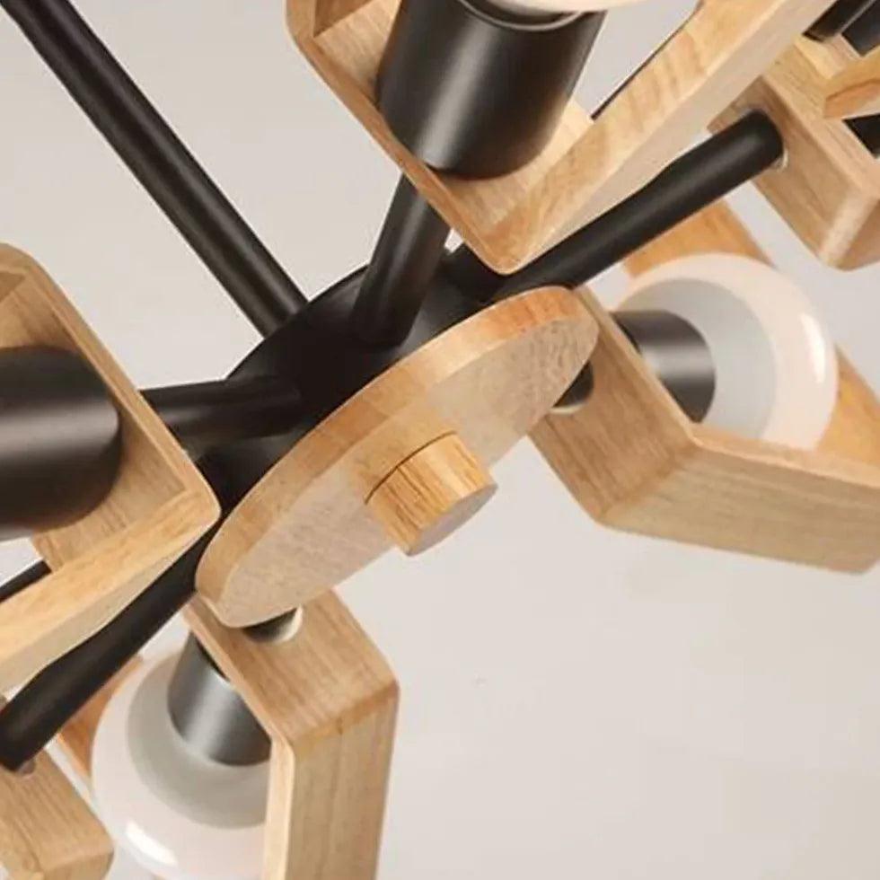 Multi-Arm Trapezoid Bedroom Wooden Pendant Light - Clowas