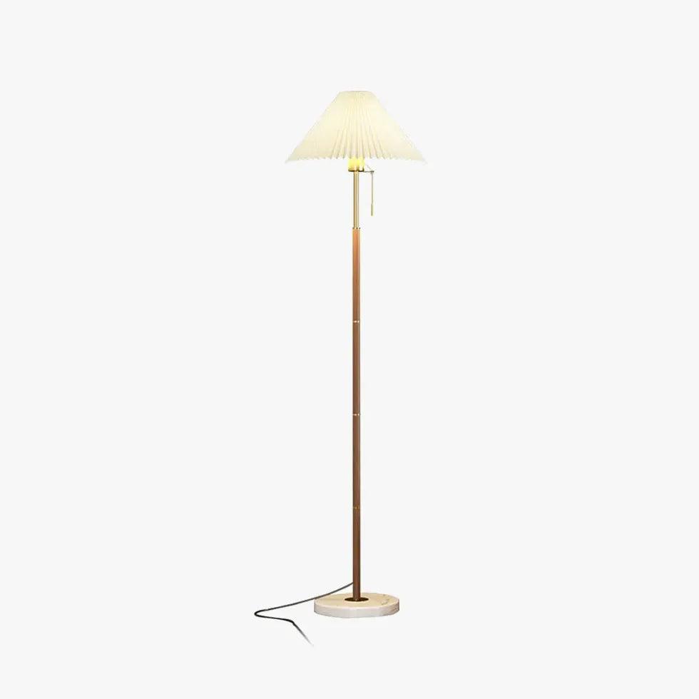 White Pleated Cone-Shaped Long Pole Floor Lamp - Clowas