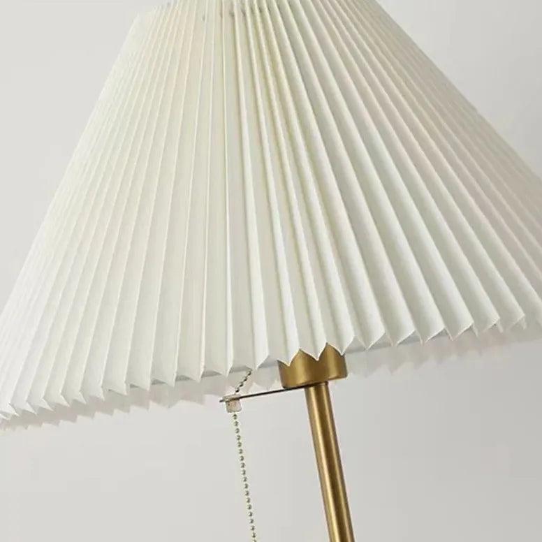 White Pleated Cone-Shaped Long Pole Floor Lamp - Clowas