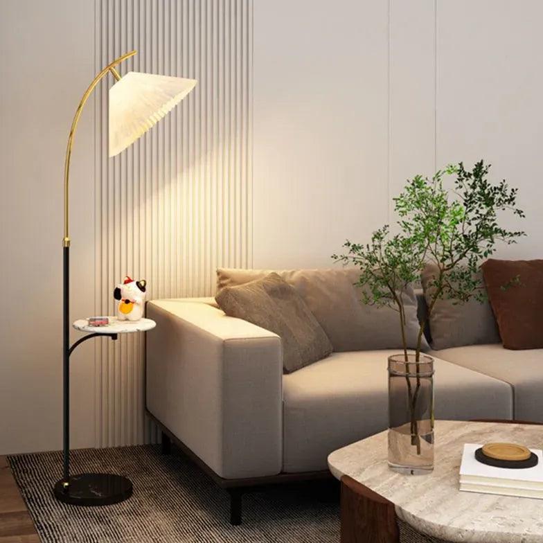 Simple Pleated Floor Arc Lamp for Living Room