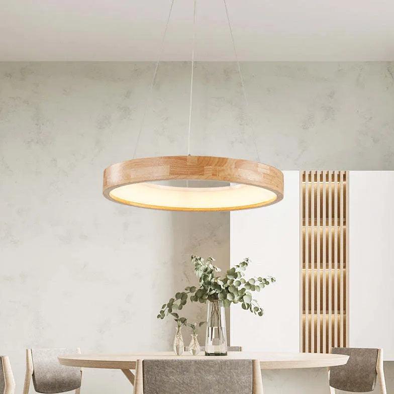 Ozawa Modern Ring Wood Pendant Light - Clowas