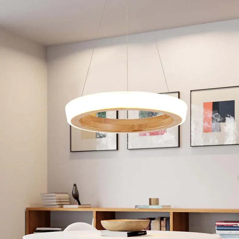 Ozawa Modern Ring Wood Pendant Light - Clowas