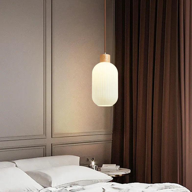Single Head Oval Bedroom White Pendant Light - Clowas
