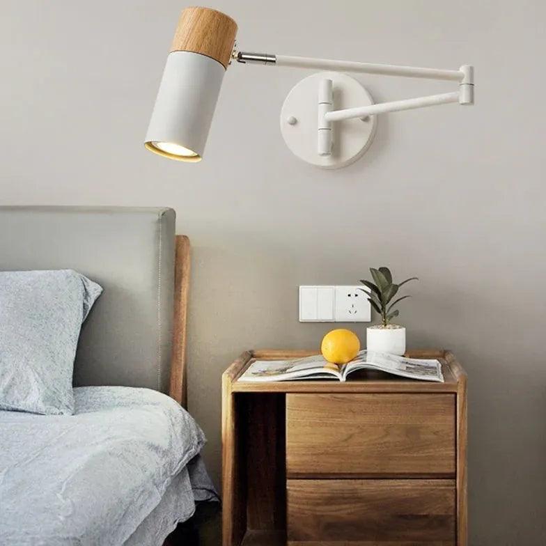 White Swing Arm Bedside Spotlights - Clowas