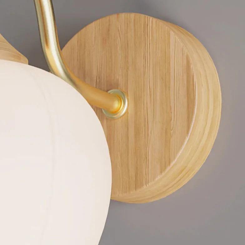 Nordic Wooden Glass Bedroom Wall Lights - Clowas