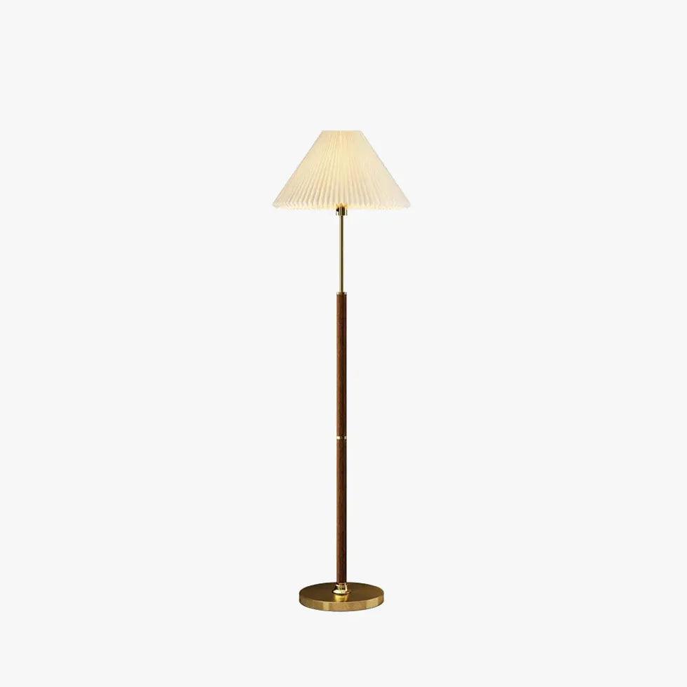 Cone-Shaped Vintage Floor Lamp with Wooden Pole - Clowas