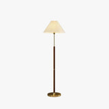 Cone-Shaped Vintage Floor Lamp with Wooden Pole - Clowas