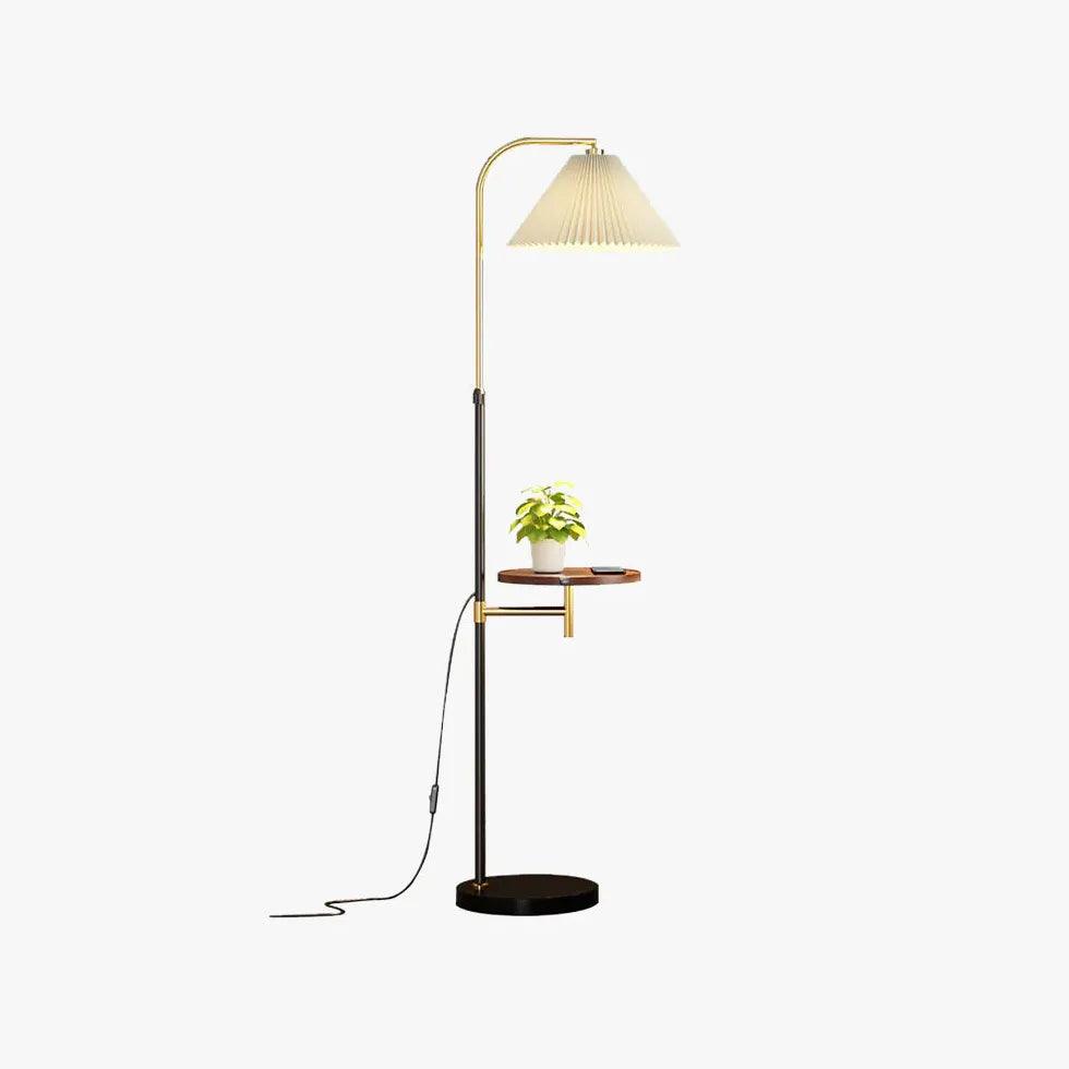 White Floor Lamp with Side Table - Clowas